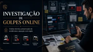 Detetive Profissional 13 Investigação de golpes online: entenda como funciona a apuração técnica de fraudes digitais, golpes por Pix, perfis falsos, sites fraudulentos e evidências digitais.